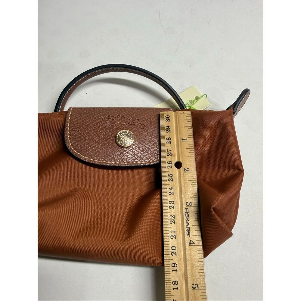 Longchamp Mini Le Pliage Cognac Brown Top Handle Bag + Strap - Picture 9 of 9